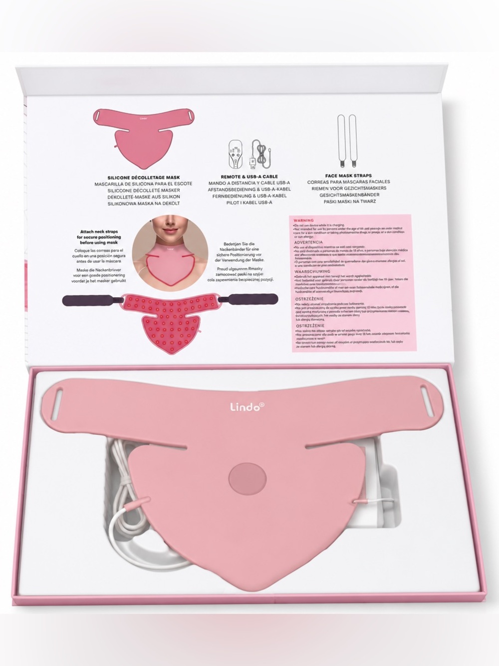 Lindo Pink Silicone Face & Neck Mask for Makeup and Skin Care